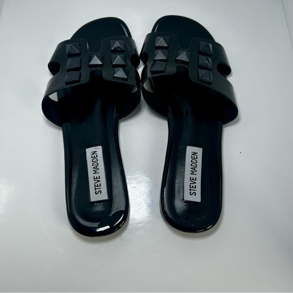 Steve Madden Women’s Black Flat Sandals Sleek Comfort, Size 40 - Picture 5 of 7